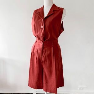 vintage linen set , vest plus shorts combo